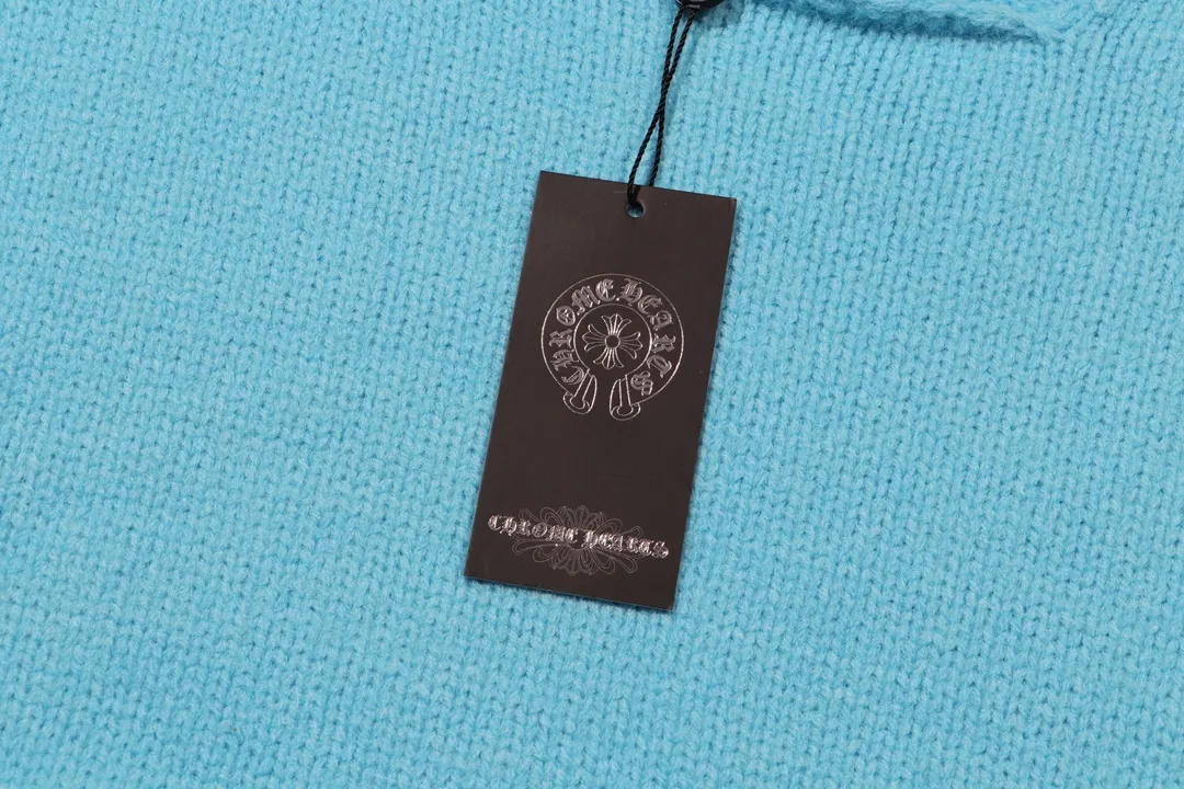 P320 Chrome Hearts Chrome Hearts Hollow Collar Leather + Metal Sweater Color: Blue Apricot Black Size: S M L XL XXL